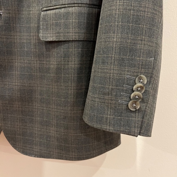 Banana Republic Suit Mens 38R Jacket 30x32 Pants Gray Brown Check Tailored Fit - Picture 6 of 14